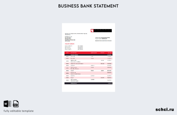 цифровая загрузка выписки со счета компании Sung Hung Kai Bank в формате Word и 